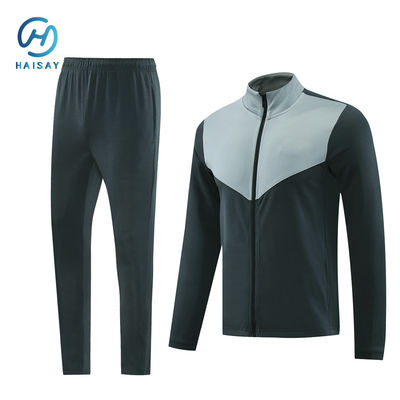 Grey and Black Winter Training Tracksuit – Warm Full Zip Jacket and Joggers Set for Cold Weather Sports, Custom Teamwear Available